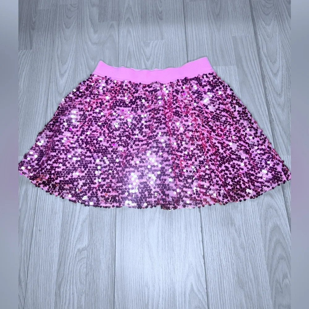 JUSTICE Girls Pink Sequin Sparkly Skort